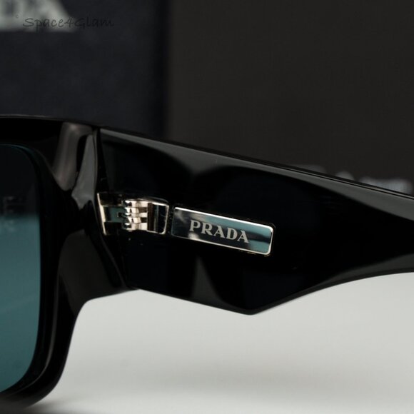 BRAND NEW Prada PR10ZS 16K40K Black Petrol Green Square Unisex Sunglasses